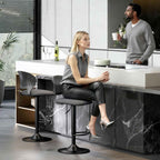 HOMCOM Set of 2 Breathable Linen-Effect Fabric and Metal Bar Stools with Footrest, 40.5x43x84-105 cm, Black
