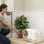 PawHut Enclosed Cat Litter Box with Tray, Scoop and Deodorant Bags, in PP, 59x39.5x39.5 cm, White and Grey