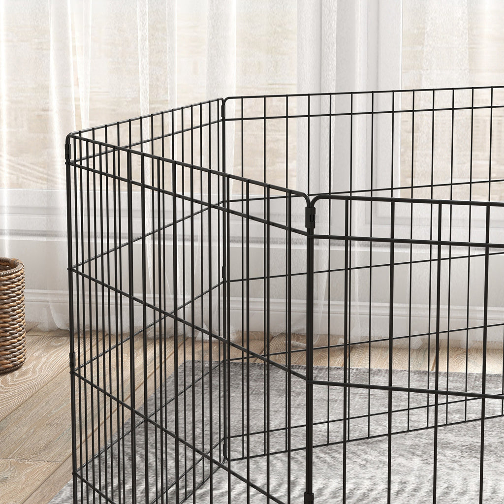 Indoor and Outdoor Dog Playpen with 8 Mesh Panels and Door, 61 x 61cm, Black