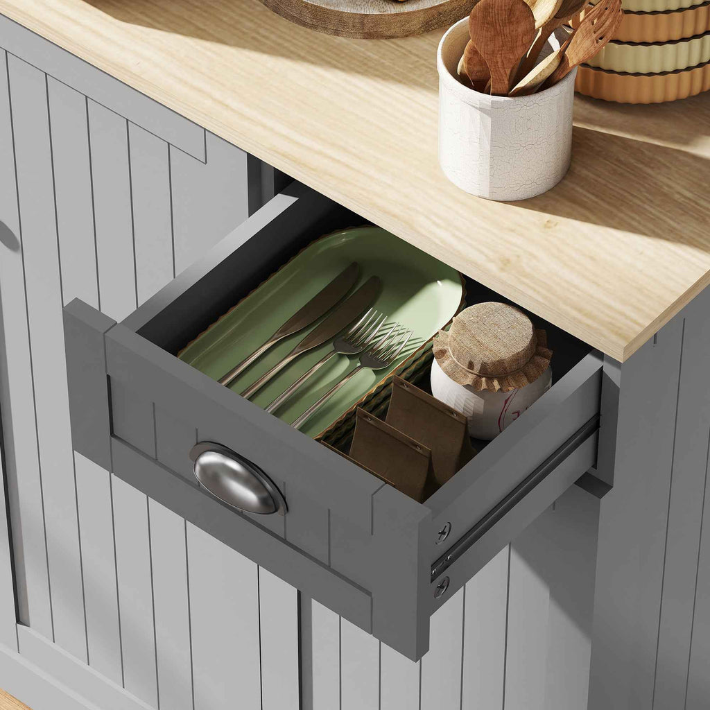 Country Kitchen Cabinet Sideboard with Adjustable Shelves 101x39x180cm Grey