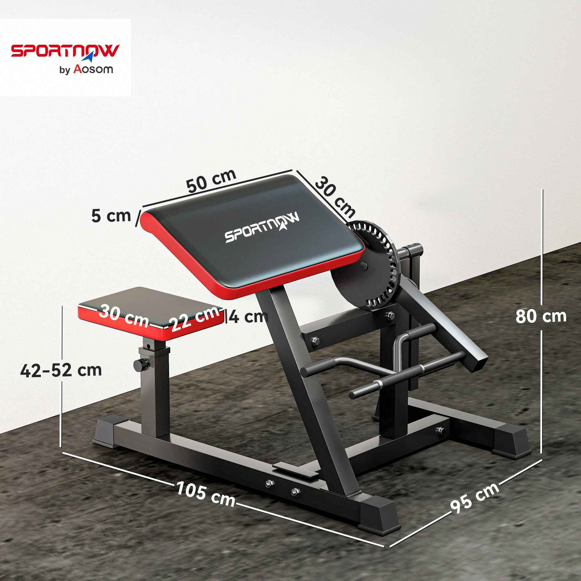 SPORTNOW Bicep Curl Bench with Adjustable Seat and Elbow Rest, Weight Rack, Black