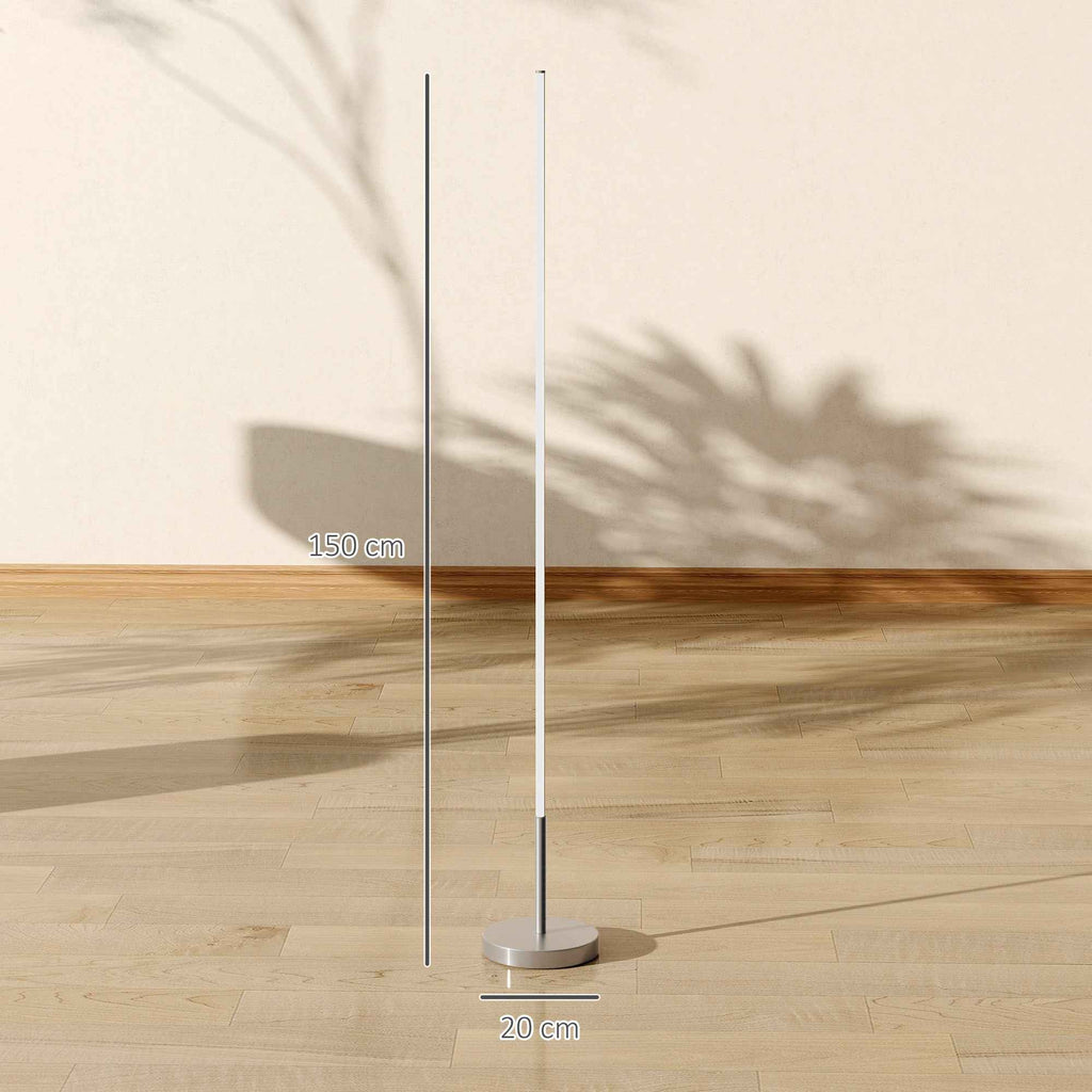 HOMCOM 150cm High LED Floor Lamp with Adjustable Color Temperature and Remote Control, Silver