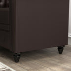 2-Seater Chesterfield Style Sofa with Removable Cushion, in Faux Leather, Wood and Metal, 160x84x80 cm, Brown