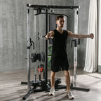 Fitness station for total training with pull-up bar and barbell, in steel, 170x139x200 cm, Black