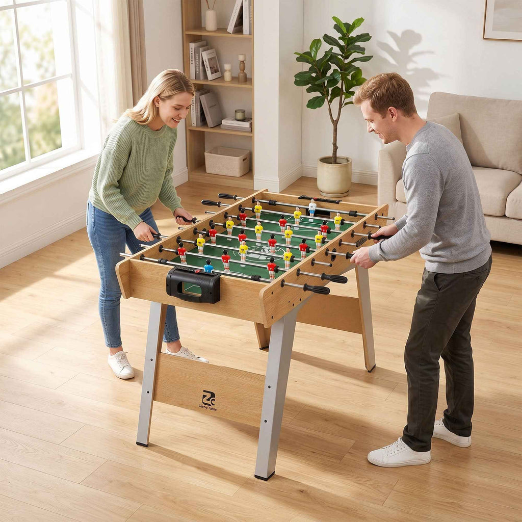 SPORTNOW Table Football, 121cm Table, 22 Players, Manual Scoreboard, Natural Wood