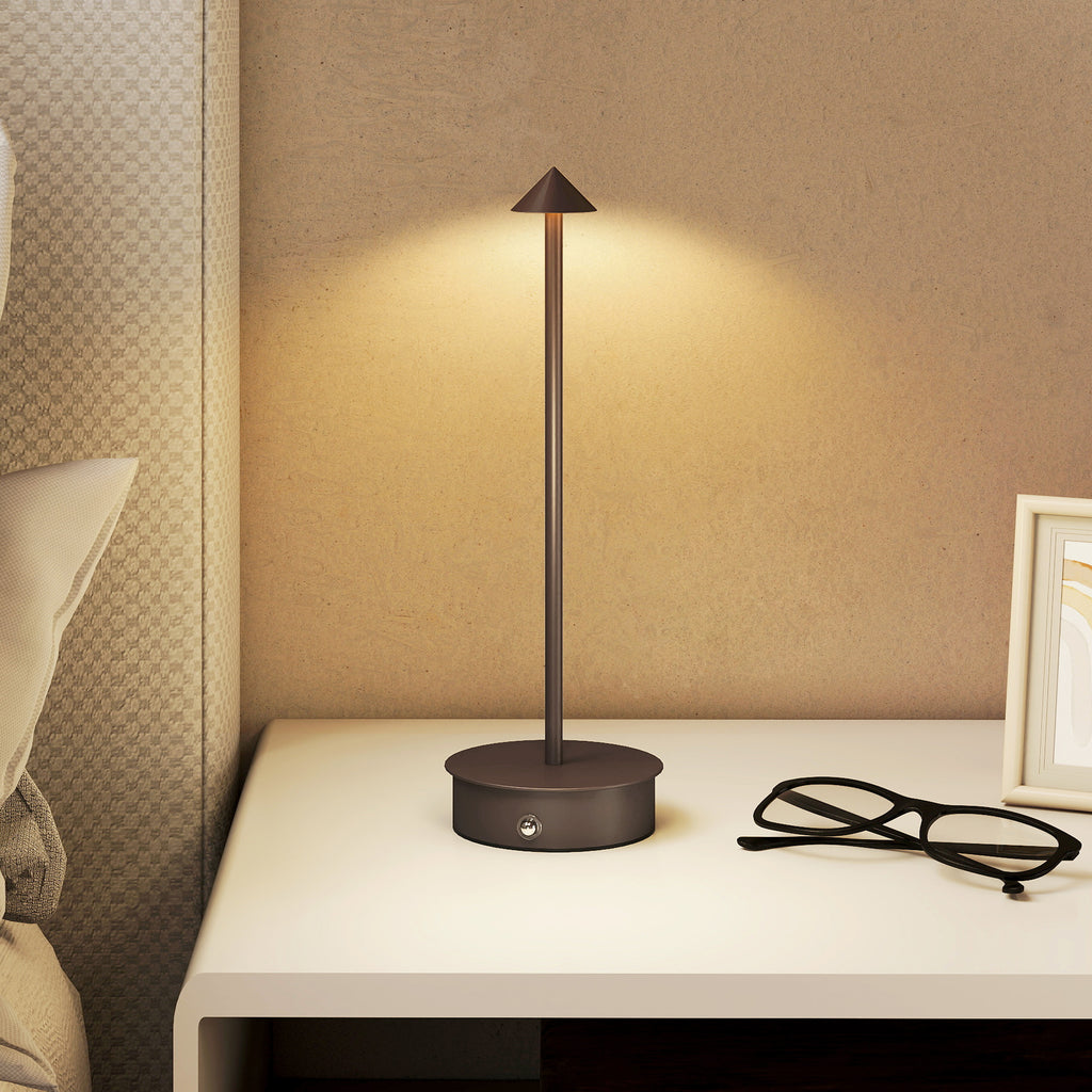 USB Rechargeable Touch Table Lamp, Adjustable 3000K/4500K/6500K, 4-8 Hour Battery Life, Coffee