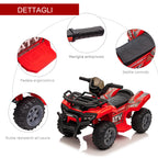 Electric Quad Bike for Kids with 6V Rechargeable Battery, Accelerator Button, Ages 18-36 Months, 70x42x45cm, Red