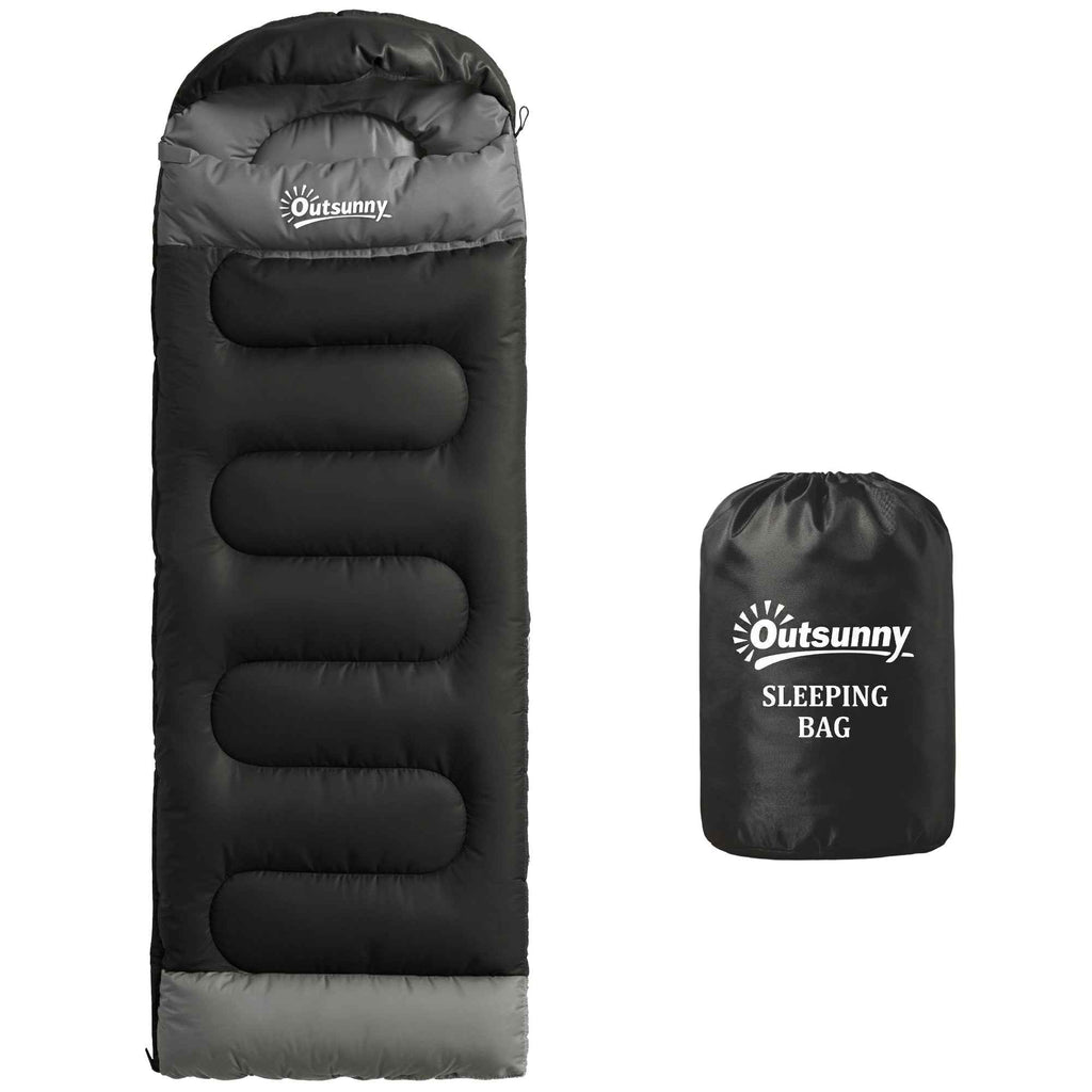 Outsunny Single Sleeping Bag for Adults, Lightweight and Compact, 75x215 cm, Black