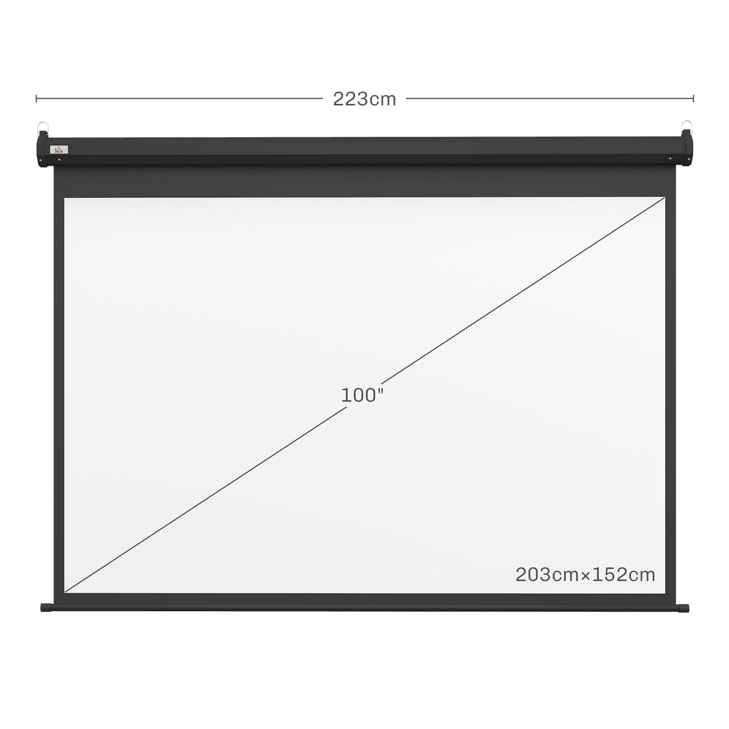 Projector Screen 100"  4:3 Format Adjustable with Remote Control, 203x152cm, Black