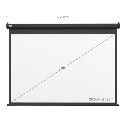 Projector Screen 100"  4:3 Format Adjustable with Remote Control, 203x152cm, Black