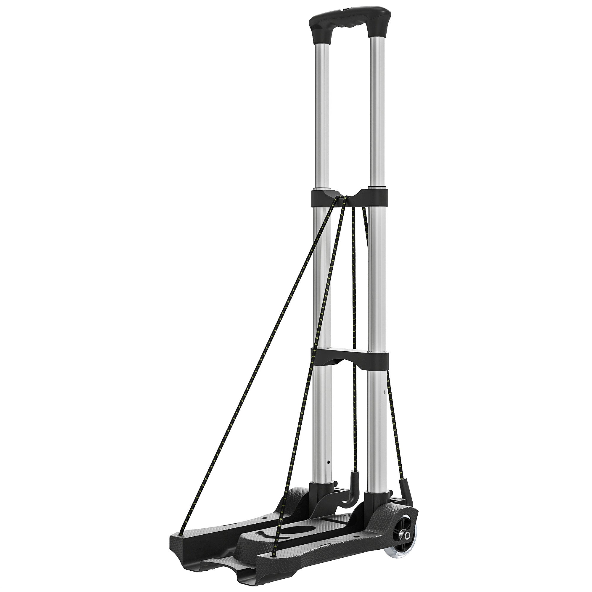 Folding Luggage Cart, 40 kg, with 2 Straps, Telescopic Handle, Aluminum and Plastic, Black