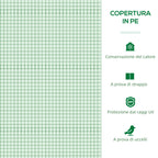 Small Greenhouse with 2 Side Windows and Central Window, in Steel, PE and PP, 240x90x90 cm, Green
