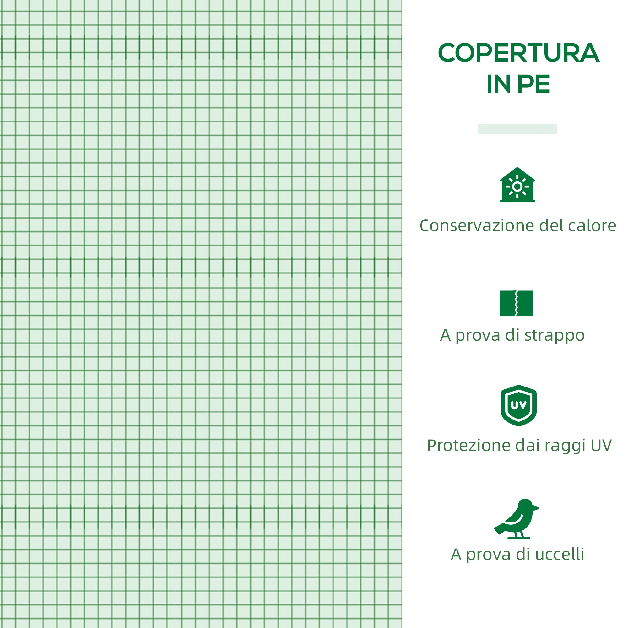 Small Greenhouse with 2 Side Windows and Central Window, in Steel, PE and PP, 240x90x90 cm, Green