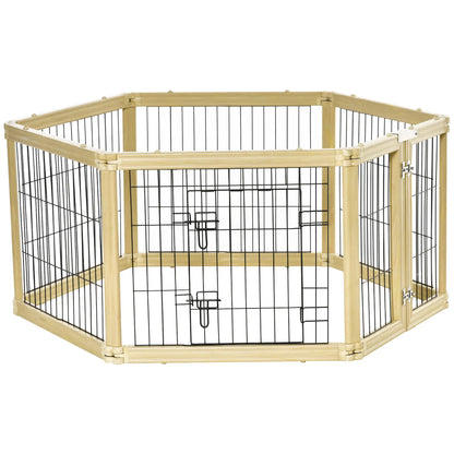 Dog Playpen, Pet Enclosure, 6 Panels with Door and Double Latches, 70x62cm