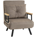 Velvet Light Brown, 3 in 1 Padded Armchair Bed with Reclining Backrest in 5 Positions and Cushion, 63x73x81 cm, Light Brown