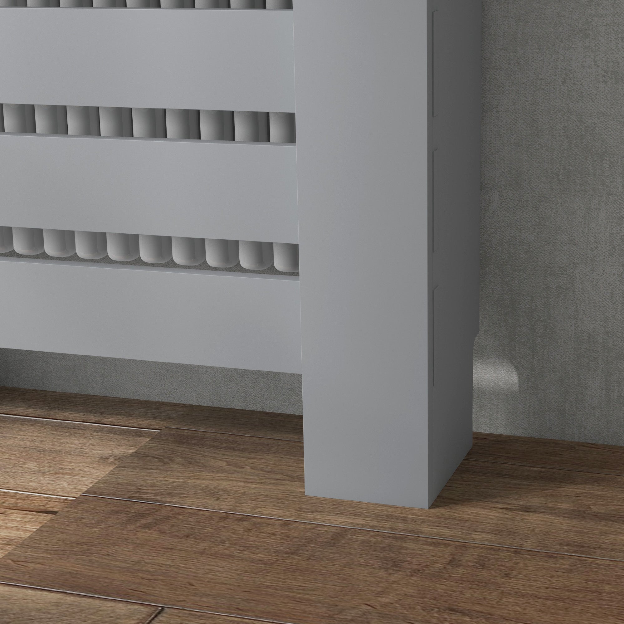 Slatted MDF Radiator Cover, Grid Radiator Cover with Drawer, 78x19x95.5 cm, Grey