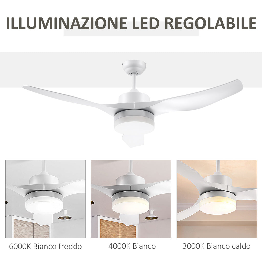 Ceiling Fan with 3-Mode LED Light and Remote Control, 6 Speeds, Φ132x40cm