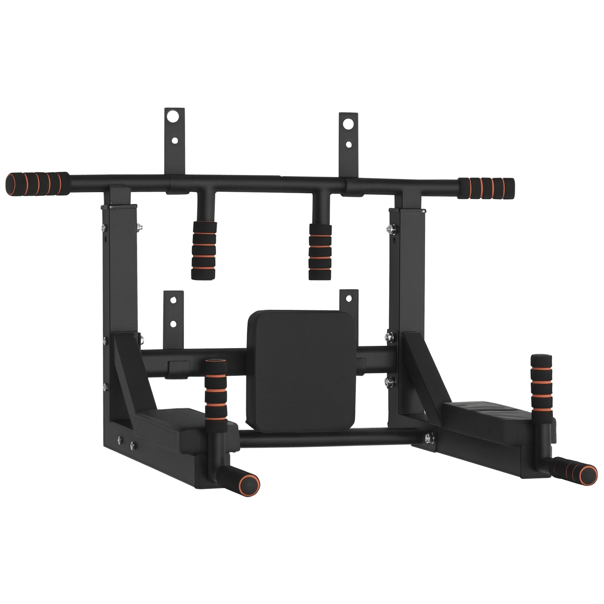 Wall-Mounted Steel Pull-Up Bar with Non-Slip Pads, Max Load 120kg, Black