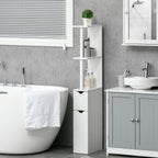 kleankin Bathroom Column with 2 Shelves and 2 Cabinets, Space-Saving Tall Cabinet 15.2x29.8x118 cm, White