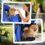 PawHut Dog Stroller, Foldable Pram for Dogs and Cats, Up to 10kg, Blue
