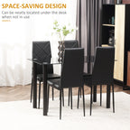Dining Table and Chairs Set for 4, Modern 5 Pieces Kitchen Table Set with Glass Table, Padded Seat and Steel Frame - Borgè
