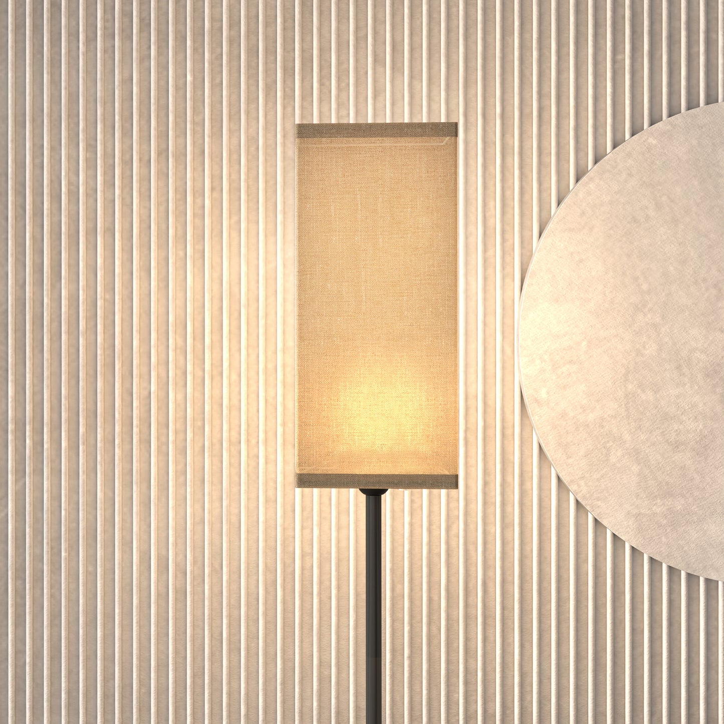 40W Floor Lamp with Foot Switch, Linen Effect Fabric and Metal, Ø25x161.5 cm, Black and Beige