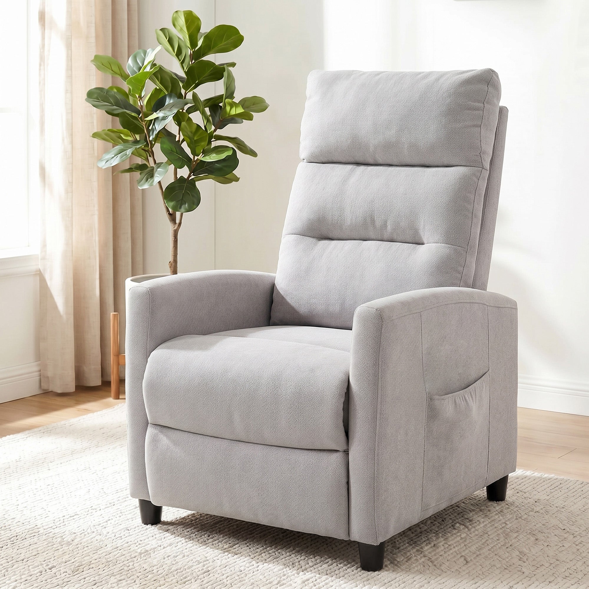 HOMCOM 160° Reclining Massage Chair with Footrest and Remote Control, 66x91x108 cm, Light Grey Chenille
