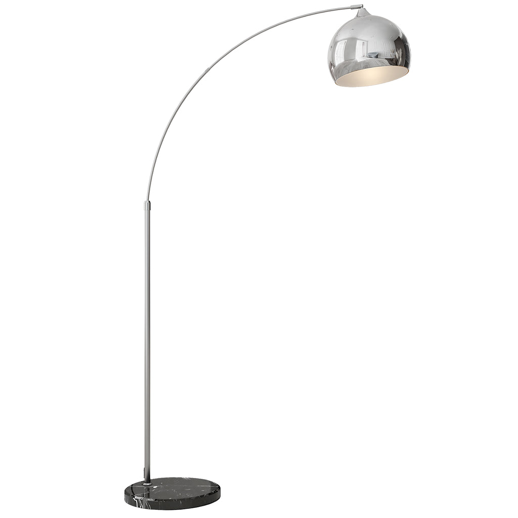 Vintage Arc Floor Lamp with Adjustable Rod, Foot Switch, E27 Socket, Silver