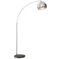 Vintage Arc Floor Lamp with Adjustable Rod, Foot Switch, E27 Socket, Silver