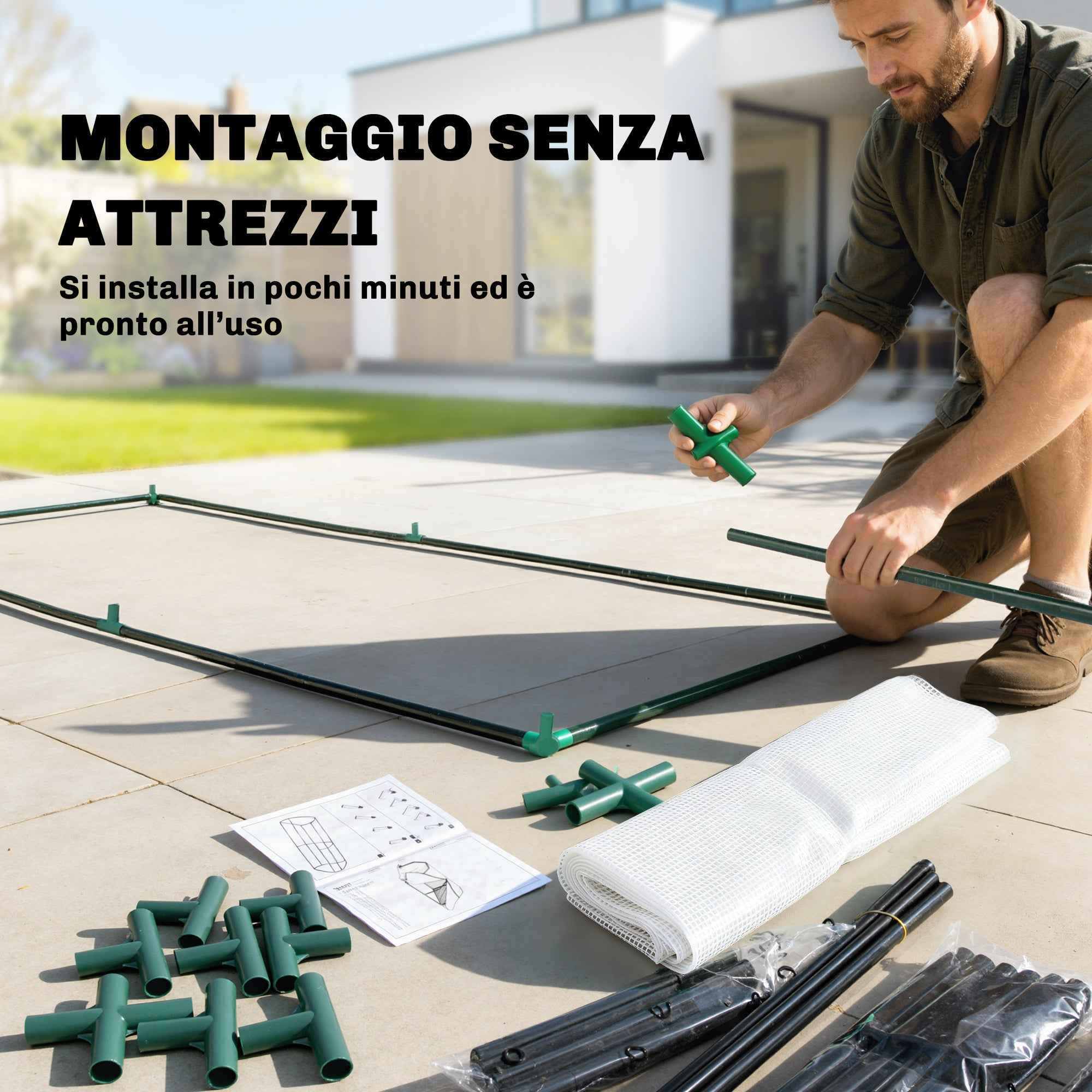 Outsunny Steel Tunnel Greenhouse with PVC Cover, 200x100x80 cm, Green