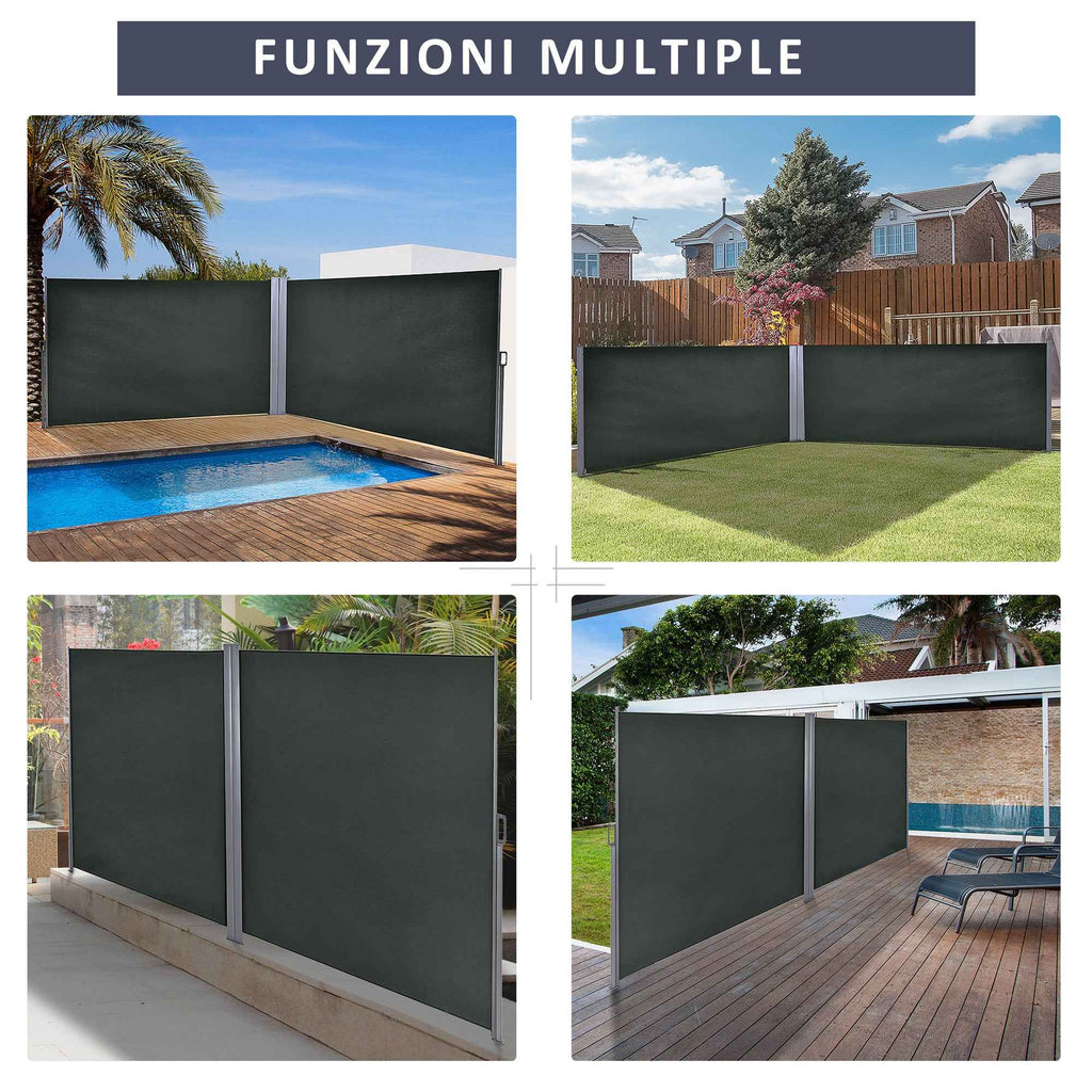 Outsunny Adjustable UV-Resistant Garden Divider with Handle, Metal and 180g/m² Polyester, 600x180cm, Grey