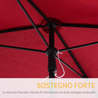 Outsunny 2x2.4m Rectangular Garden Umbrella with Adjustable Tilt, Red and Black
