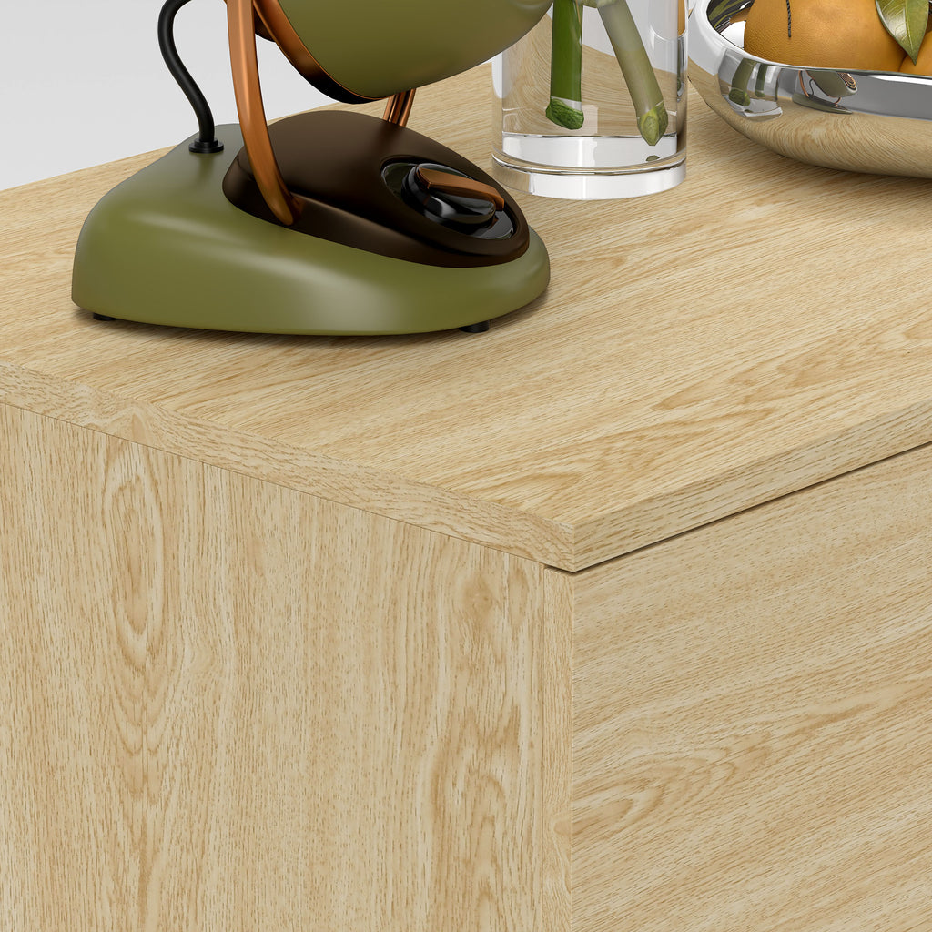 Drawer Wooden Chest of Drawers for Bedroom and Entrance, 110x40x75cm, Oak
