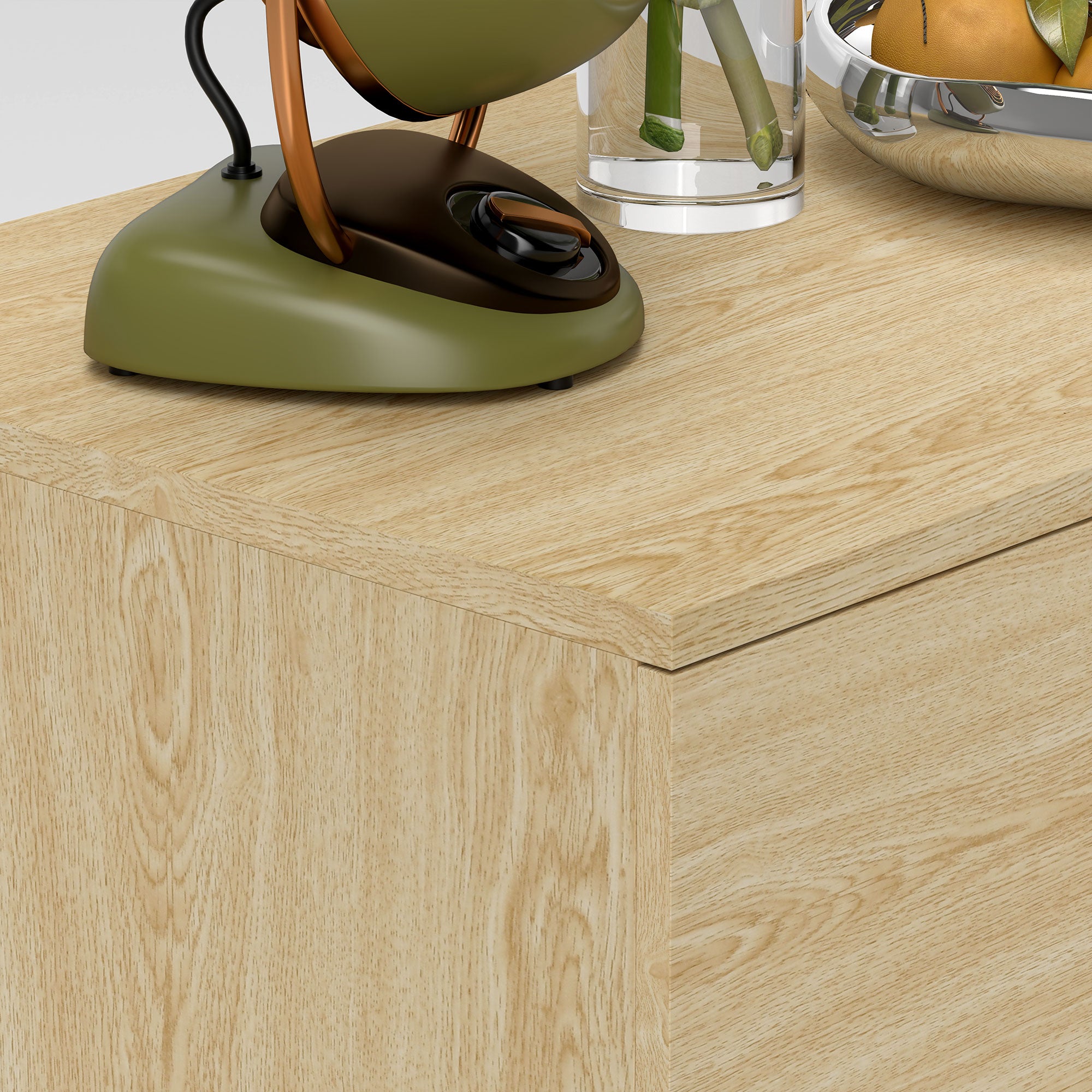 Drawer Wooden Chest of Drawers for Bedroom and Entrance, 110x40x75cm, Oak