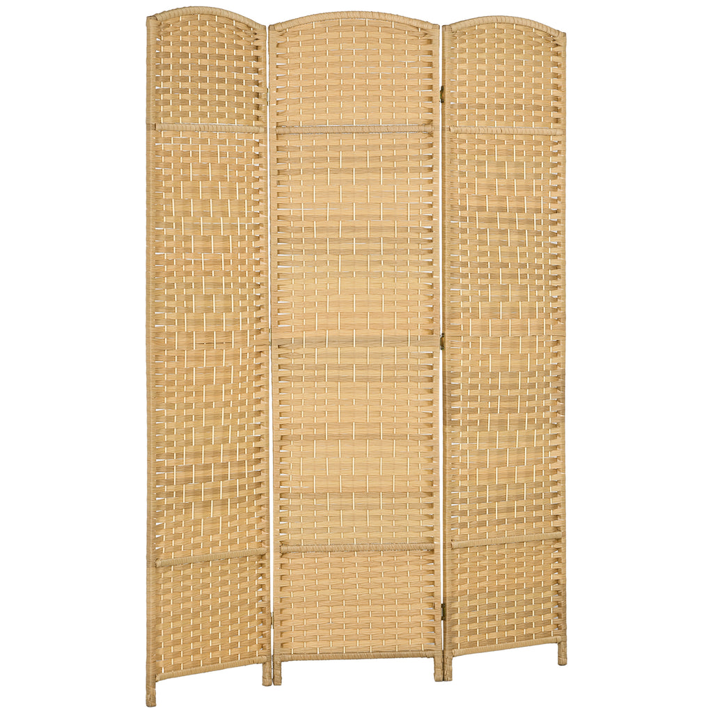 3-Panel Folding Screen for Indoors Freestanding and Woven, 135x180 cm, Wood color
