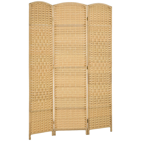 3-Panel Folding Screen for Indoors Freestanding and Woven, 135x180 cm, Wood color