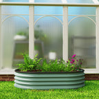 Outsunny Set of 2 Raised Garden Beds in Galvanized Metal with Rubber Edge and Modular Design, 135x90x30 cm Green