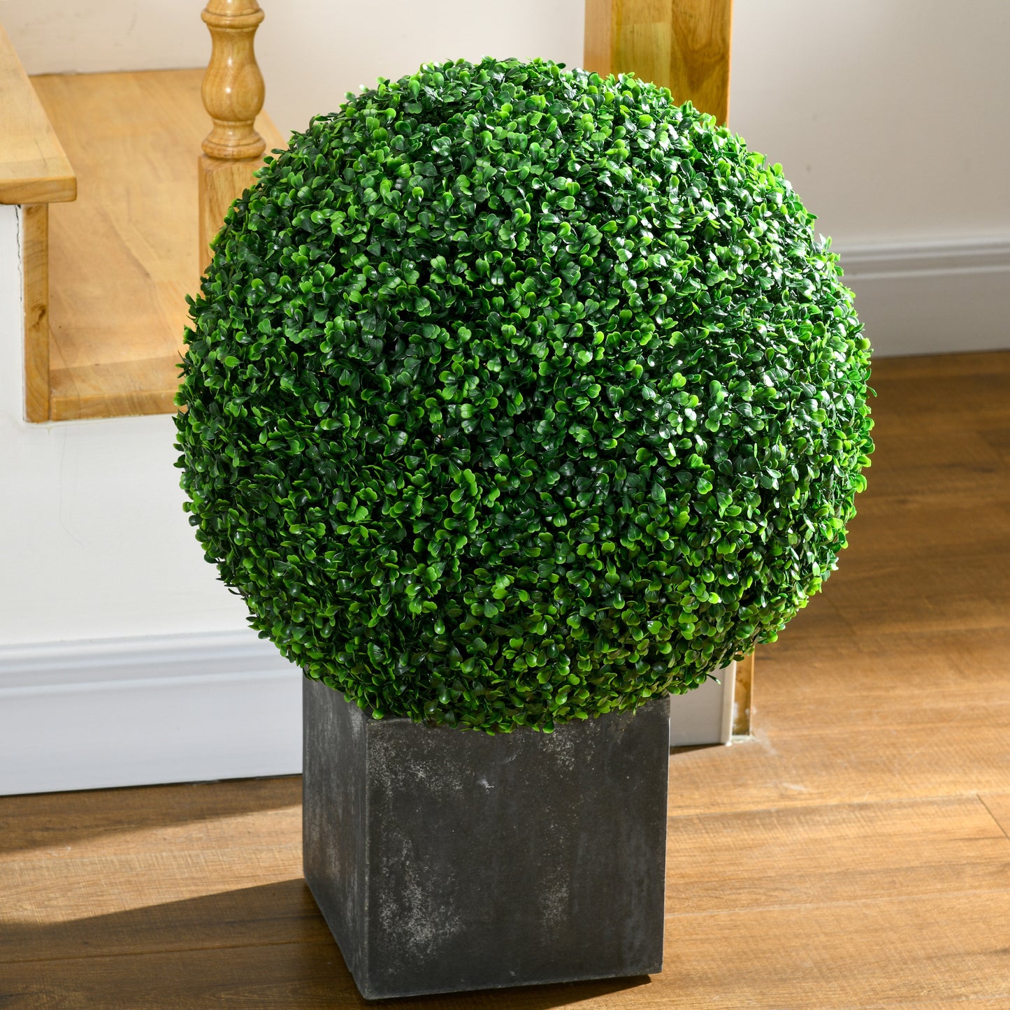 HOMCOM Set of 2 Fake Boxwood Ball Plants Ø50cm, Indoor and Outdoor Decoration, Green - Borgè