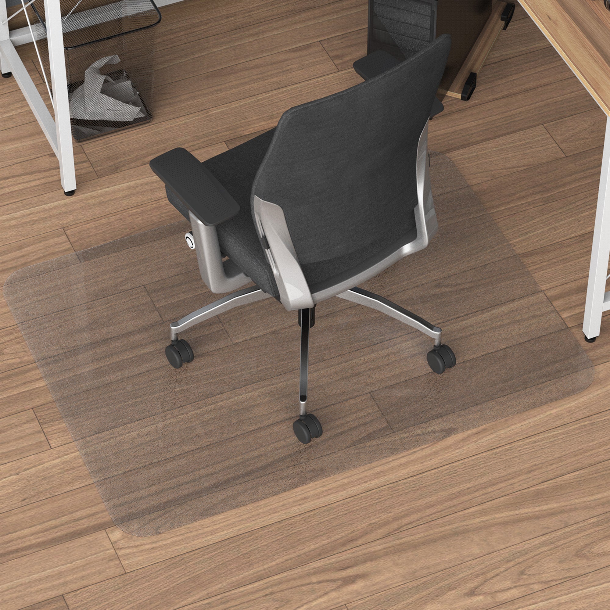 Non-slip floor-saving office chair mat in plastic, 90x120cm, transparent - Borgè