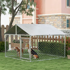 PAWHUT FENCE FOR DOGS MEDIUM SITE WITH Waterproof roof, 200x200x150cm, Silver - Borgè