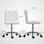 Adjustable Office Chair with Button Upholstery, PU Leather, Foam and Steel, 44x50x78-88 cm, White