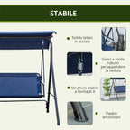 3 Seater Garden Swing with Adjustable Canopy, Oxford Fabric and Steel, Dark Blue