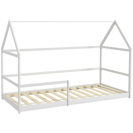 AIYAPLAY Children's Bed House with Protection Barriers, Age 3-8 Years, 196x97.5x135cm, White