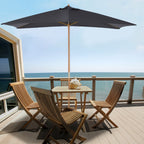 2x3m Wooden and Bamboo Garden Umbrella with 8 Ribs and Polyester Cover, Dark Grey