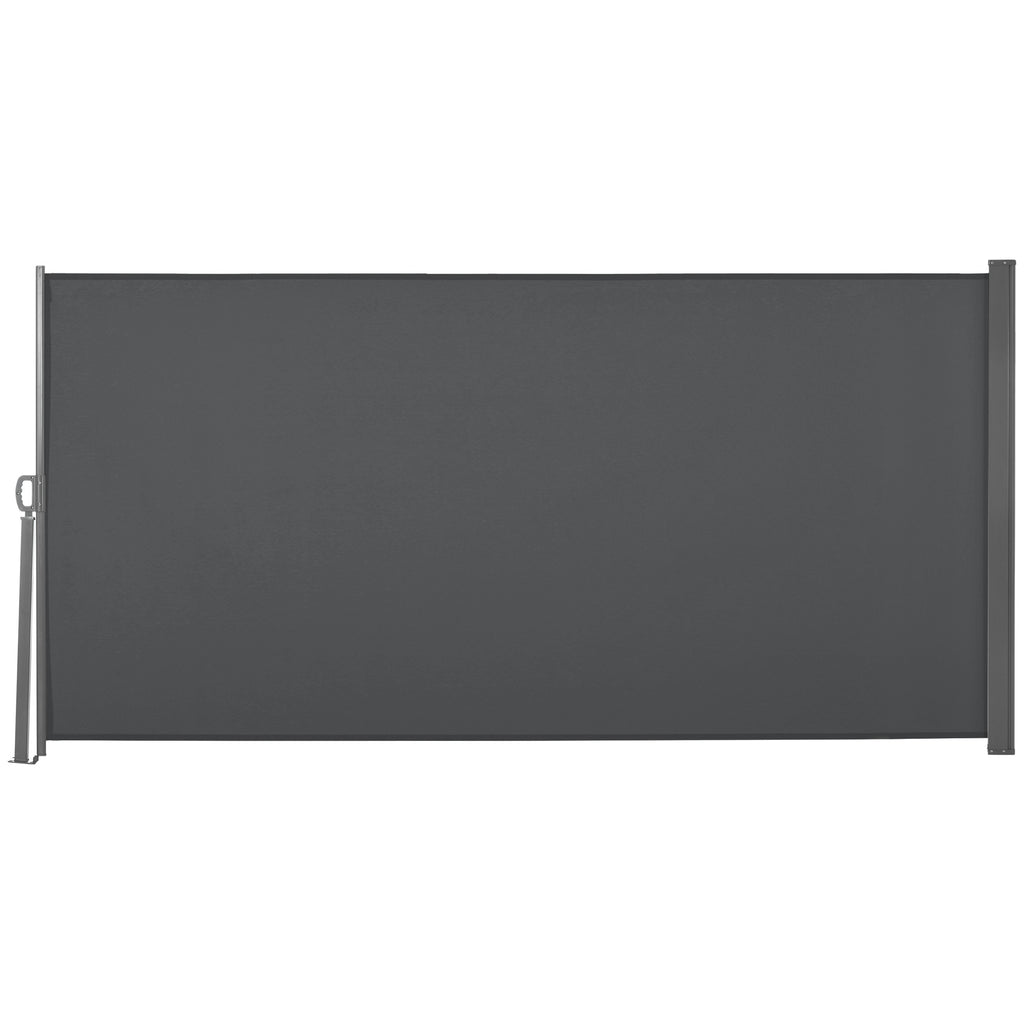 Garden Privacy Screen Extendable up to 3 m and 1.6 m High, Anti-UV Polyester and Aluminum, Grey