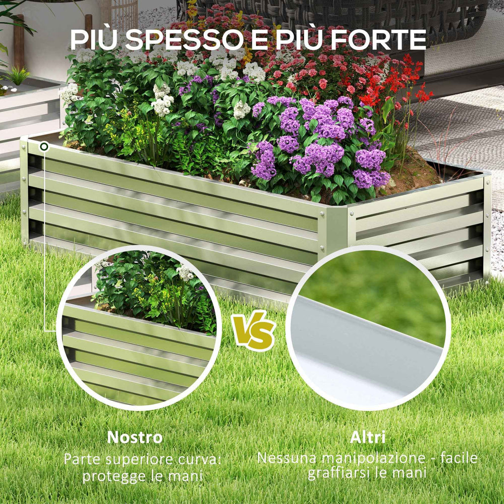 Outsunny Open Bottom Raised Garden Bed with Galvanized Steel Lining, 120x60x30.5 cm, Silver