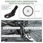 HOMCOM 70L Bike Cart with 2 x 16" Wheels, 2 Reflectors and Flag, Steel and PE, 125 x 64 x 53.5 cm, Black