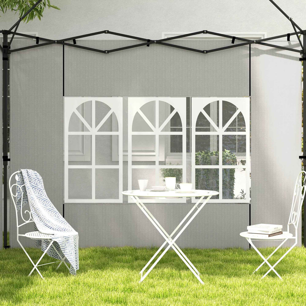 Outsunny Set of 2 Side Walls for Gazebos 3x3 m and 3x6 m with Windows, in PE and Plastic, 293x193 cm, White