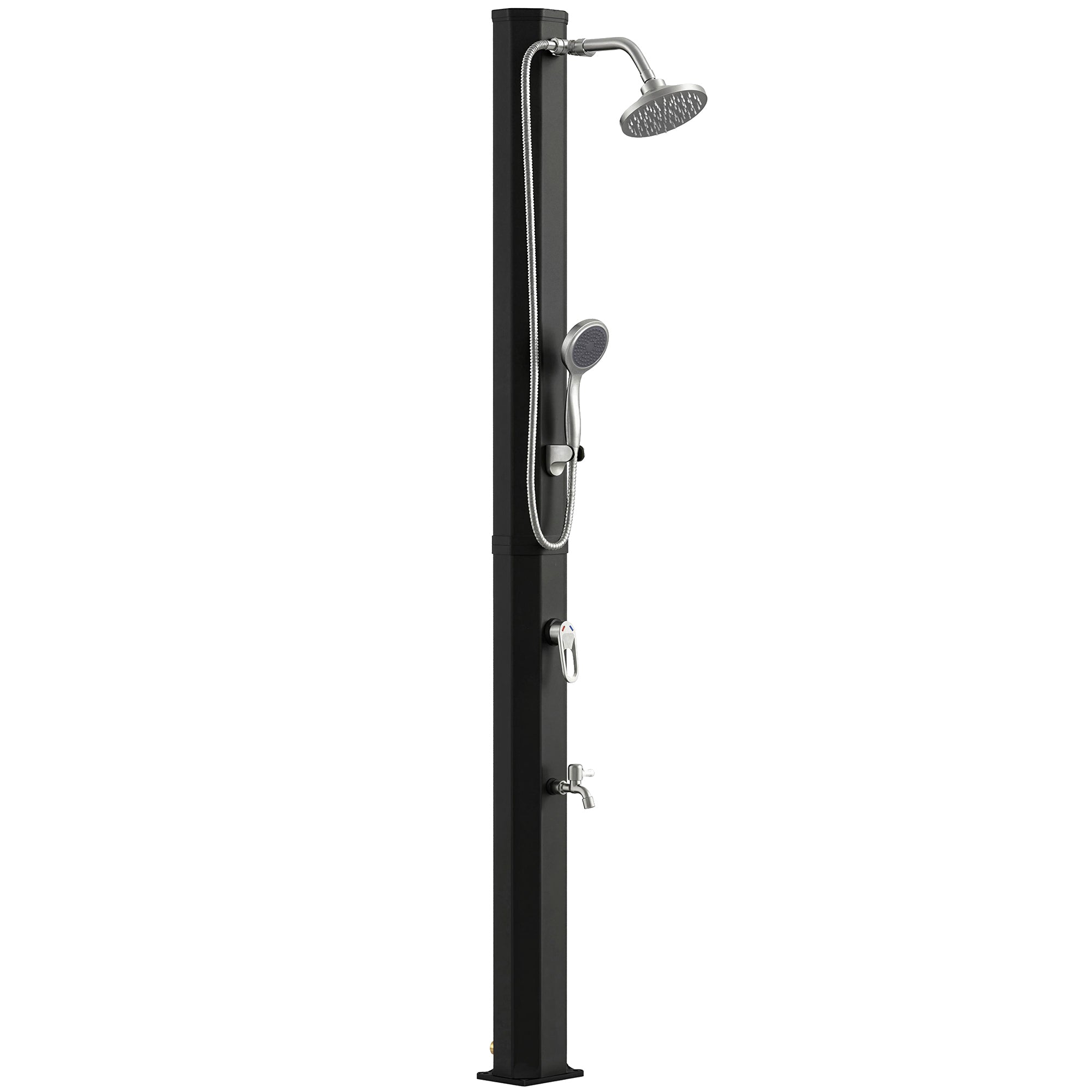 Outsunny 35L Solar Shower, Frost Protection, 2 Shower Heads, Foot Tap
