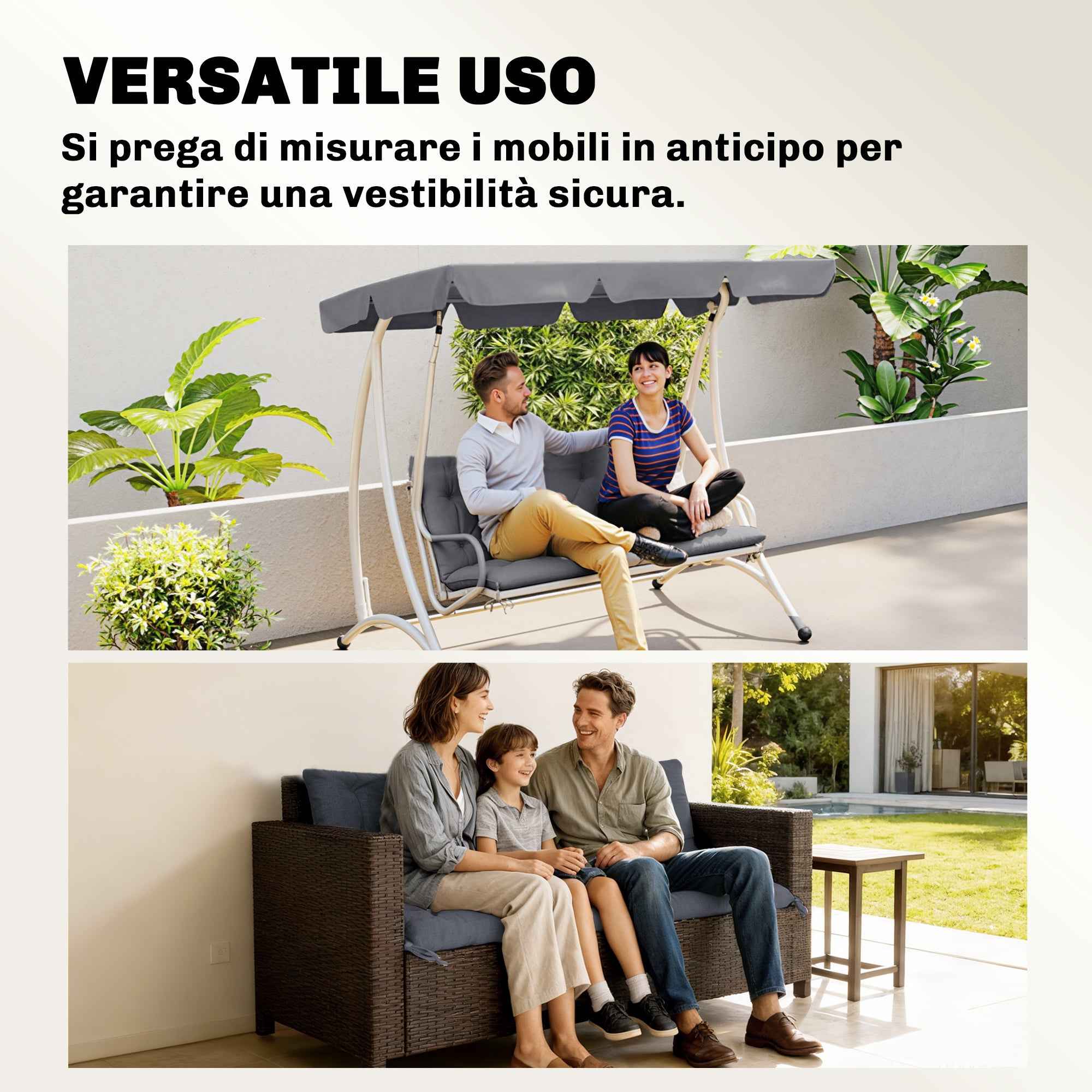 Outsunny Capitonné Style Garden Cushion with 6 Ties, in Cotton and Polyester, 150x98x8 cm, Dark Grey